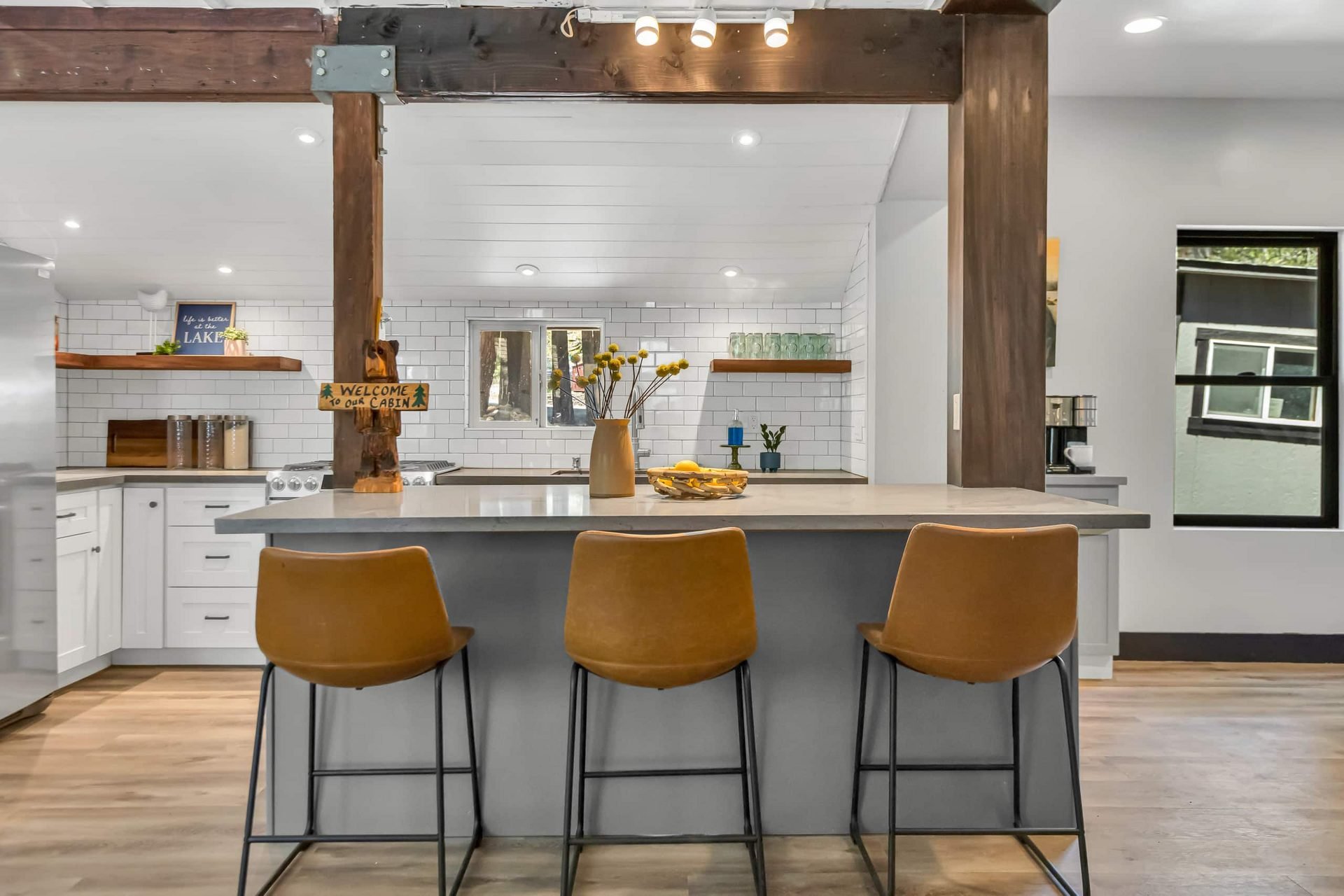 Open kitchen with island seating